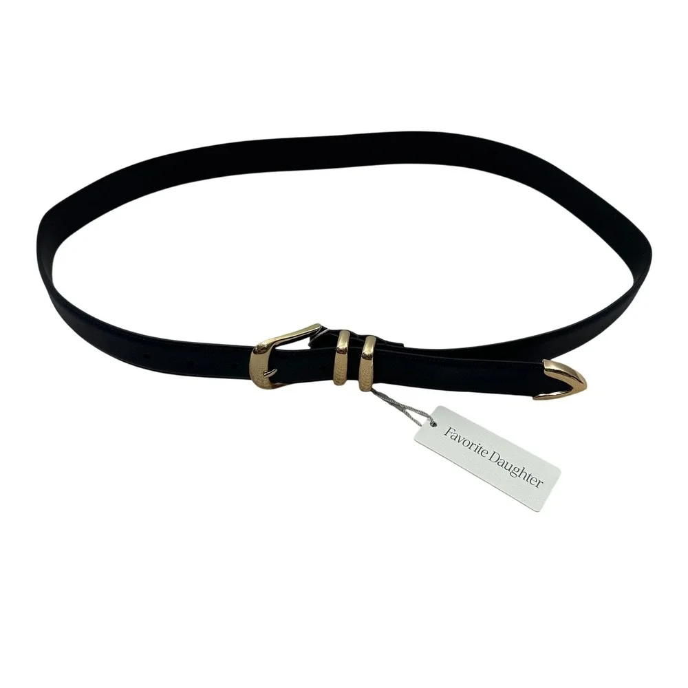 Favorite Daughter The Jordan Belt Navy Gold Leather XL FD3000002 New